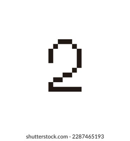 Número 2 píxeles símbolo geométrico simple vector de logotipo