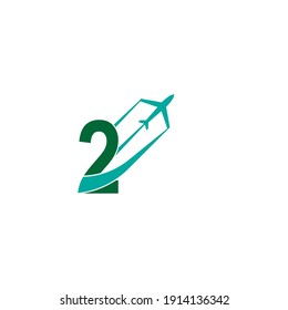 Número 2: ilustración vectorial del diseño del icono del logo del plano