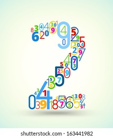 Number 2,  from rainbow colored numbers typography vector font