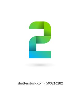 Number 2 ribbon logo icon design template elements 