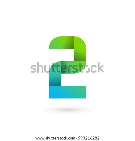 Number 2 ribbon logo icon design template elements 