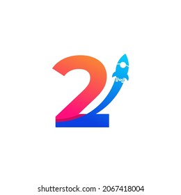 Number 2 with Rocket Logo Icon Symbol. Good for Company, Travel, Start up and Logistic Logos