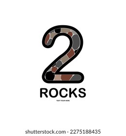 número 2 con la ilustración de la plantilla de logotipo de las rocas