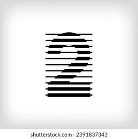 Number 2 scan line logo icon design, vector illustration. The number 2 formed by the combination of lines. Creative flat design style.