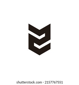 Number 2 shield geometric symbol simple logo vector