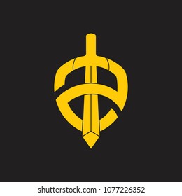 number 2 shield and sword design logo vector
