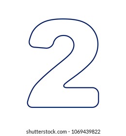 Number 2 sign design template elements. Vector. Flat style black icon on white.