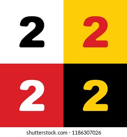 Number 2 sign design template elements. Vector. Icons of german flag on corresponding colors as background.