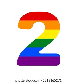 Elementos de plantilla de diseño de signos número 2. Icono en fondo blanco, de los derechos LGBT gay arcoiris. Ilustración.