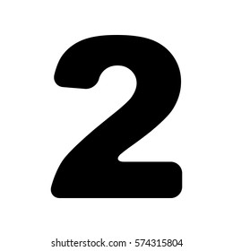 Number 2 sign design template elements. Flat style black icon on white.