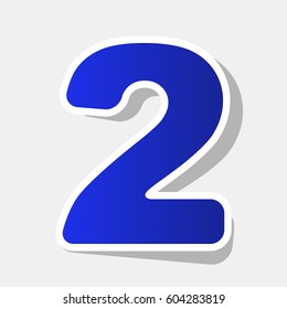 Number 2 sign design template elements. Vector. New year bluish icon with outside stroke and gray shadow on light gray background.