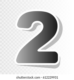 Number 2 sign design template elements. Vector. New year blackish icon on transparent background with transition.