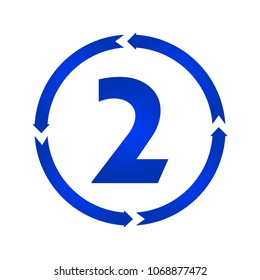 Number 2 sign turn icon. vector illustration. flat style