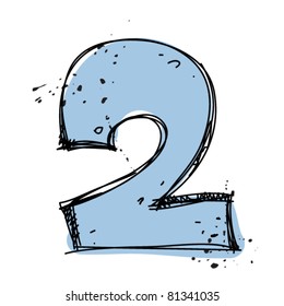 Number 2 in sketch-style. Vector illustration