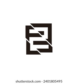 Number 2 square, knifes geometric symbol simple logo vector