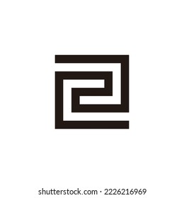 Number 2 square, spiral, double geometric symbol simple logo vector