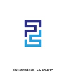 Number 2 square, technology geometric symbol simple logo vector