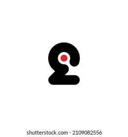 Number 2 in the style of flat typography design.