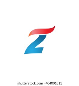 number 2 swoosh design template logo blue red