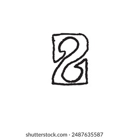 Number 2 symbol hand drawn vector