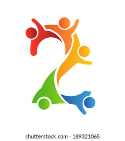 Number 2 Teamwork . Vector concept for community, social people