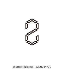 Number 2 technology, modern geometric symbol simple logo vector