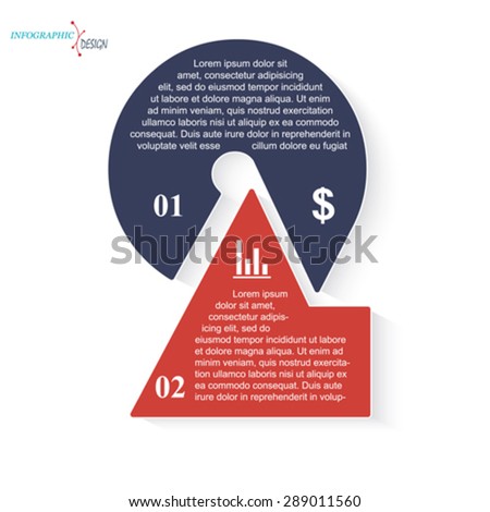 Number 2 template for business project or presentation with segments. Vector illustration can be used for web design,  work flow or graphic layout, diagram, education