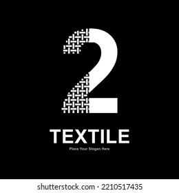 Number 2 textile pattern and sewing logo vector design. Suitable for business, textile fabric, initial name, fashion, and knitting