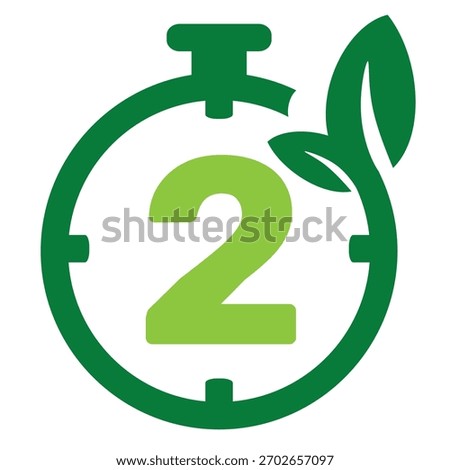 Number 2 time clock eco green leaf clip art for didital use or printable vector. Leaf or floral clip art time ecology or green campaign graphic resources