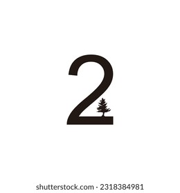 Number 2 tree geometric symbol simple logo vector