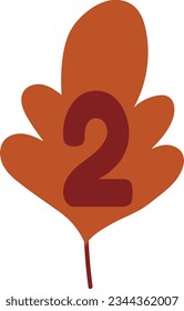 Number 2 tree leaf for decoration and design.