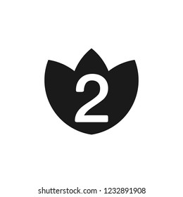 Number 2 two and flower symbol Vector Logo. 