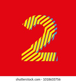 number 2 two, fraction with yellow texture effect for advertising in shopping centers, editorial design and printed media, decorative background