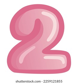 Number 2 Two Pink Bold Alphabet Vector