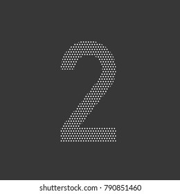 number 2 two from white dots on a black background