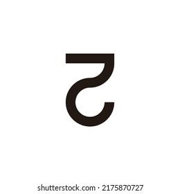 Number 2 upside down geometric symbol simple logo vector 