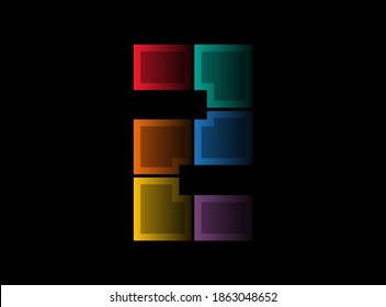 Number 2 vector design, colorful font logo. Dynamic split multicolor design on black background. For social media, design elements, creative poster, web template    