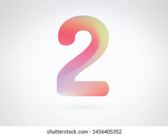 Number 2 vector design font alphabet with Modern dynamic playful flat design and brilliant smooth gradient color. Unique elements for your best design ; logo, font, corporate identity, application 