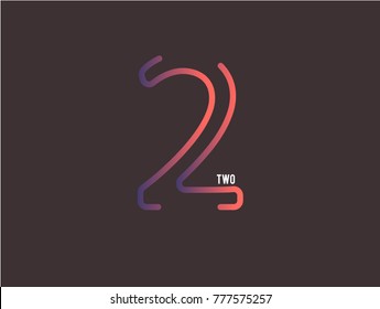 Number 2 vector font alphabet, modern dynamic flat design with brilliant colorful gradient smooth color for your unique elements design ; logo, corporate identity,  application, creative poster & more