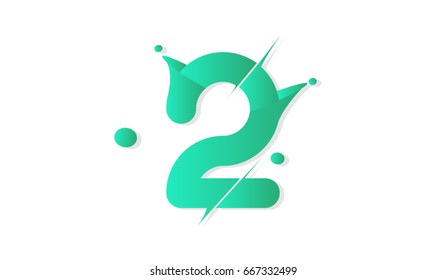 Number 2 vector illustration with gradients fill and shadow