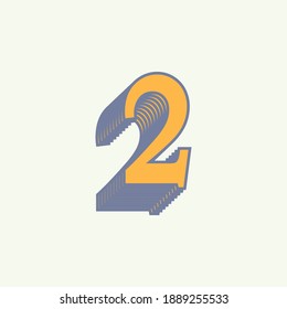 number 2 vintage style. old retro latin two sign symbol numbers flat vector illustration