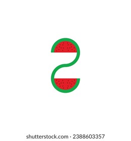 Number 2 watermelon geometric symbol simple logo vector