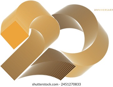 The number 20, 20th Anniversary in a luxurious and symbolic style.  The design  two-tone color scheme of gold and brown, formed by the interlocking of a square and a circle.