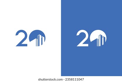 número 20 con diseño de logotipo de construcción vectorial símbolo gráfico ilustración icono idea creativa