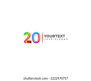 Elementos de plantilla de diseño de iconos del logotipo Número 20