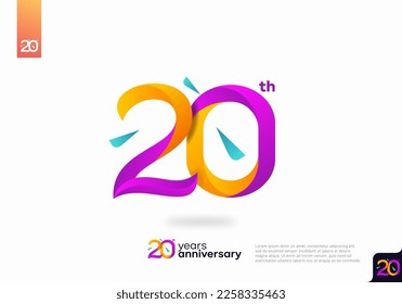 Number 20 logo icon design, 20th birthday logo number, 20th anniversary.