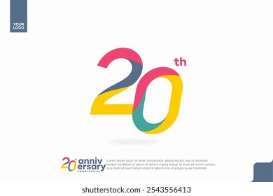 Número 20 diseño de icono de logotipo, número de logotipo de 20 cumpleaños, aniversario 20