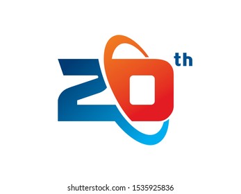 Number 20 logo or symbol template design