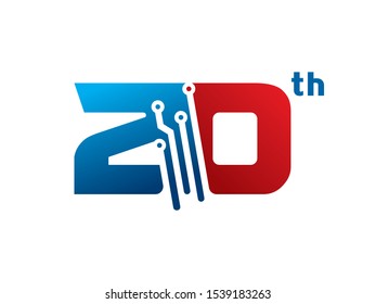 Number 20 logo or symbol template design