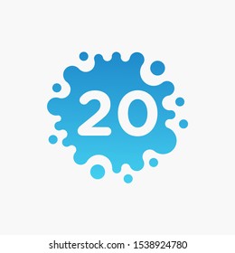 Number 20 with molecule Logo design. Lab Logo Design Element , Design Vector with Dots. - VECTOR